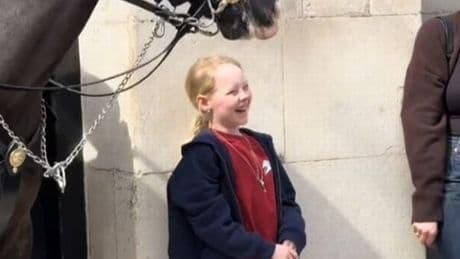 Moment King's Guard horse gives girl a 'kiss' after she makes sweet gesture