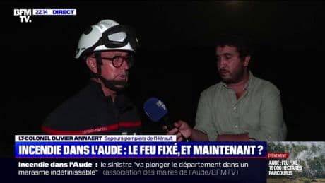 Feu fixé dans l'Aude: "Notre mission maintenant, c'est de faire de la surveillance", affirme le lieutenant-colonel Olivier Annaert, sapeur-pompier de l'Hérault