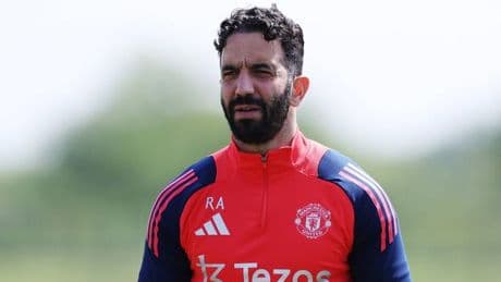 Ruben Amorim reacts after Man Utd labelled 'a disgrace' by Roy Keane