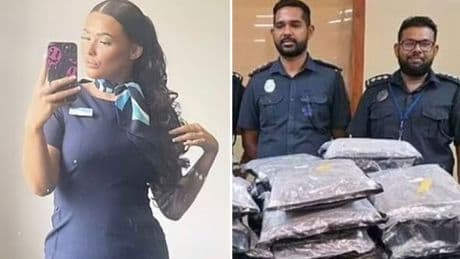 TUI air hostess pictured 'smiling to guards' as she faces 25 years in Sri Lankan jail