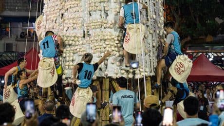 Crowds flock to celebrate the century-old Bun Festival in Hong Kong