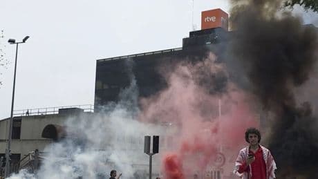 Protestas frente a la sede de RTVE contra el &quot;blanqueamiento de Israel&quot; en Eurovisión