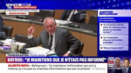 Affaire Bétharram: "Je me suis contenté de la conclusion du rapport", admet François Bayrou