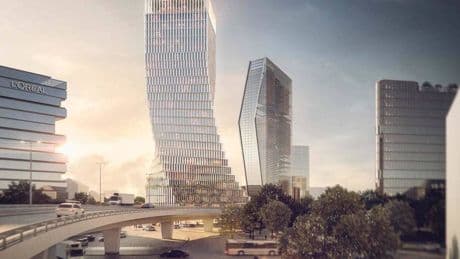Neues Hochhaus in Düsseldorf : Das Hochhaus Twist bringt dem Kennedydamm eine zweite Brücke