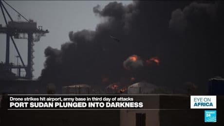 Port Sudan punged into darkness as drone strikes hit airport, army base in third day of attacks