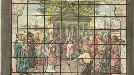 El Museo de Bellas Artes recibe un boceto de Anselmo Guinea de la vidriera de la Diputación