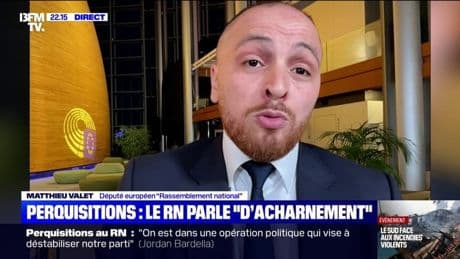 Perquisitions au RN: Matthieu Valet, eurodéputé RN, dénonce "une justice spectacle"