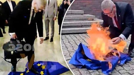 Extreemrechtse Europarlementariër steekt Europese vlag in brand