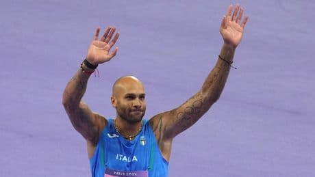 Marcell Jacobs sui 100 metri al Roma Sprint Festival del 20 giugno