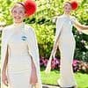 Georgia Toffolo admits she 'can't breathe' in her tight pale yellow dress as she leads the glamour at day two of Royal Ascot
