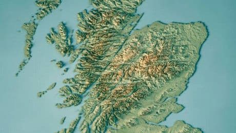 What is the giant scar that cuts across Scotland and is visible from space?