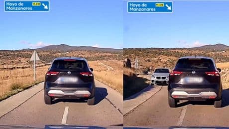 Conduce con medio coche en cada carril en una carretera de Madrid de dos sentidos y casi provoca un grave accidente: “No se da cuenta que no lleva un coche de Scalextric”