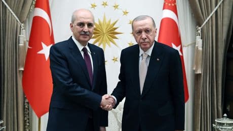 Cumhurbaşkanı Erdoğan, yeniden TBMM Başkanı seçilen Kurtulmuş'u kabul etti
