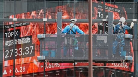 Asian stocks rise and oil prices slip after Treasury yields ease