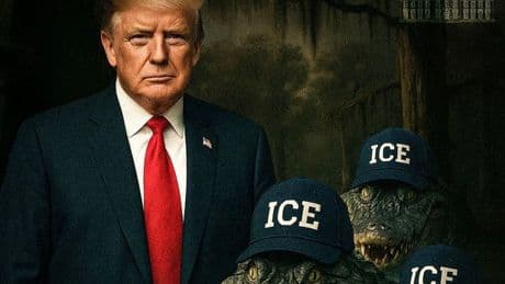 White House posts bizarre AI ICE agent photo as Trump visits 'Alligator Alcatraz'