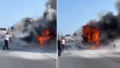 Sultangazi'de otobüste yangın: Yolcular tahliye edildi