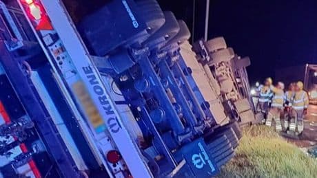 Major A-road closed after huge lorry crashes & overturns – as drivers face long delays