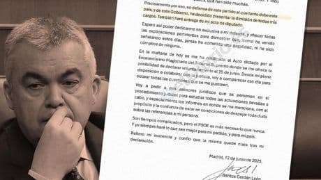 DOCUMENTO | "Reitero mi inocencia": la carta de dimisión de Santos Cerdán tras su implicación por la UCO en el 'caso Koldo'