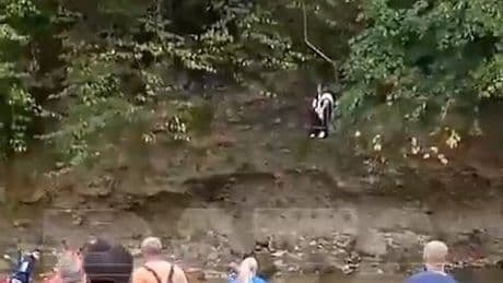 Chairlift collapses in Russia plunging riders into a lake and the ground injuring 10