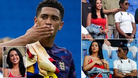 Jude Bellingham's girlfriend Ashlyn Castro and his mum spotted in the stands at England match - one week after influencer's social media return