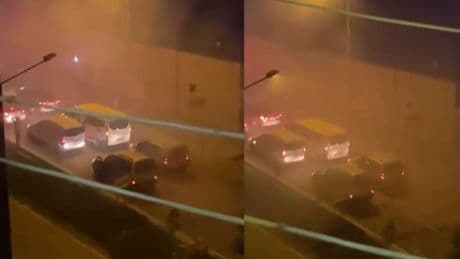Asker eğlencesi değil savaş alanı! Trafiği tehlikeye atarak havaya ateş ettiler