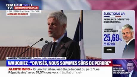 Après sa défaite à la présidence des Républicains, Laurent Wauquiez appelle à un "projet de rupture"