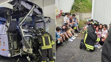 Incidente Lomazzo, scontro in galleria sulla Pedemontana: camion si schianta con uno scuolabus con bimbi a bordo: morta una donna, due feriti gravi