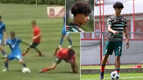 Fans on social media offer their verdicts on Cristiano Ronaldo Jr's Portugal U15 debut as footage emerges