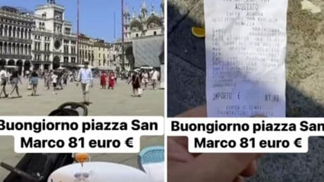 Scontrino "pazzo" in Piazza San Marco, la denuncia del blogger: «Due caffè, 2 birre e 4 bibite, il prezzo? 81 euro»