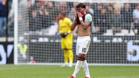 Lucas Paqueta in tears after receiving yellow card as West Ham star subbed off