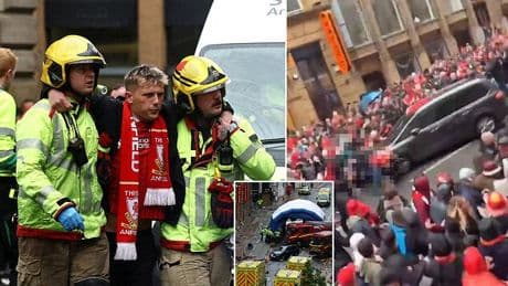 Children among 47 injured after car smashed into crowds at Liverpool trophy parade: Terrified fans tell of running for their lives as 'angry' driver ploughed into the masses - trapping people under vehicle