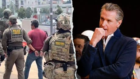 WATCH: US Border Patrol agents make arrest outside Gavin Newsom anti-Trump rally