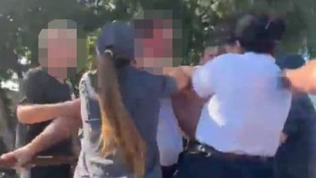 Moment McDonald's brawl breaks out as customer smacked across face as staff wade in