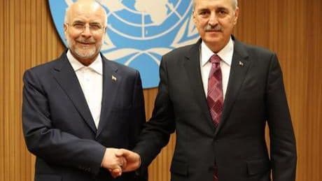 Meclis Başkanı Kurtulmuş, İran İslami Danışma Meclisi Başkanı Ghalibaf ile bir araya geldi