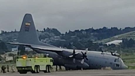 Panic as huge Air Force plane nosedives into ditch