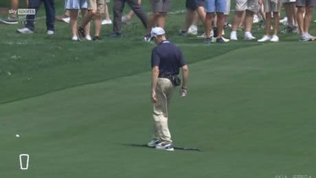 PGA Championship official forced to shoo huge SNAKE off the course as it approaches player’s ball in incredible scenes