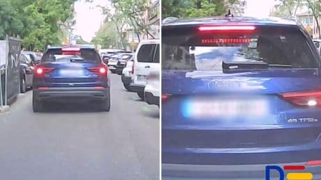 Intenta dar marcha atrás para aparcar en una calle de Madrid pero casi acaba impactando contra otro conductor: “Los intermitentes, los grandes olvidados”