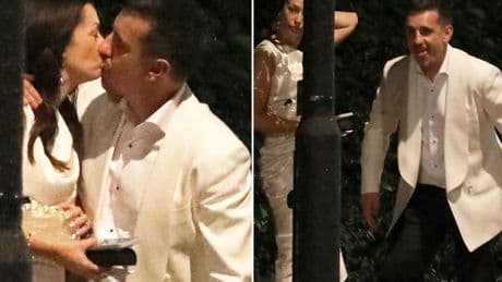 Gary Neville laps up attention and snogs wife after leaving David Beckham's 50th birthday