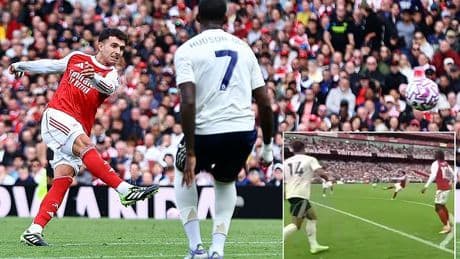 New Arsenal signing scores OUTRAGEOUS first goal for Gunners with thunderous volley against Nottingham Forest as 'ref cam' reveals incredible angle of strike