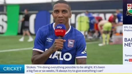 Ashley Young’s Ipswich teammate caught with bottom out during live interview as Sky Sports issues apology