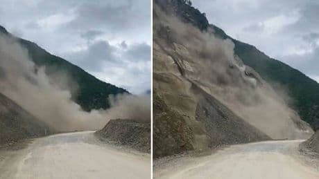 Artvin-Şavşat karayolu'nda heyelan: Yol trafiğe kapandı