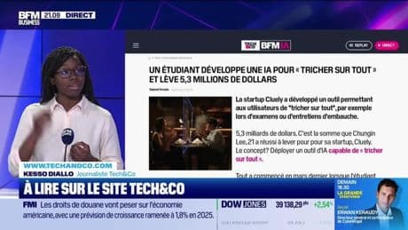 À lire sur le site Tech&Co : Un étudiant développe une IA pour "tricher sur tout" et lève 5,3 millions de dollars, par Kesso Diallo - 22/04