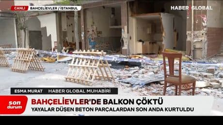 Bahçelievler'de deprem sonrası balkon çöktü, Haber Global ekibi son durumu aktardı