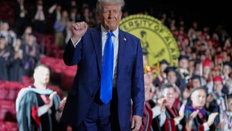 Trump on the stump again in commencement address with rambling stories and trans slams