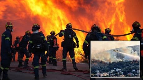 Wildfires rage through Greek island of Chios where dozens were forced to flee homes