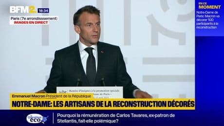 Reconstruction de Notre-Dame: "Vous êtes des milliers à avoir œuvré", affirme Emmanuel Macron