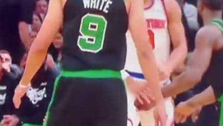 Josh Hart’s wife Shannon has one-word reaction to Jaylen Brown’s crotch grab on Knicks star