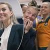 Sweet moment Kate Middleton receives three cheers from delighted Australian rugby players after surprising them in their locker room after England game