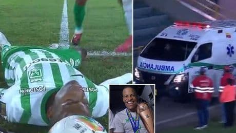 Treble-winning footballer collapses on pitch mid-match before ambulance is rushed along the sidelines - as club issues health update on star