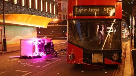 'Rickshaw collides with bus' in London's busy West End as three hospitalised